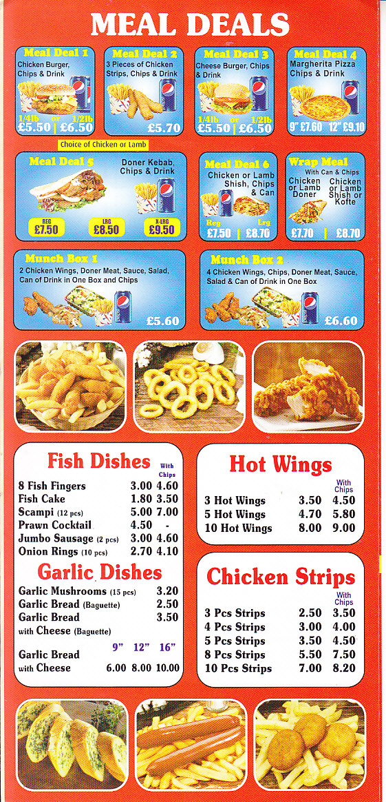 New Yummies Kebab takeaway menu in Pontypool