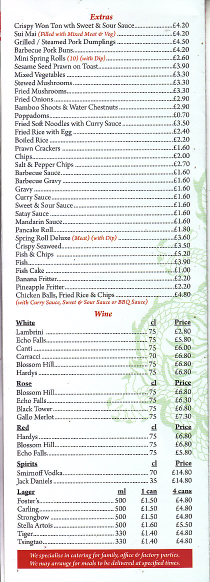 Golden Gate chinese Menu Cwmbran Takeaway