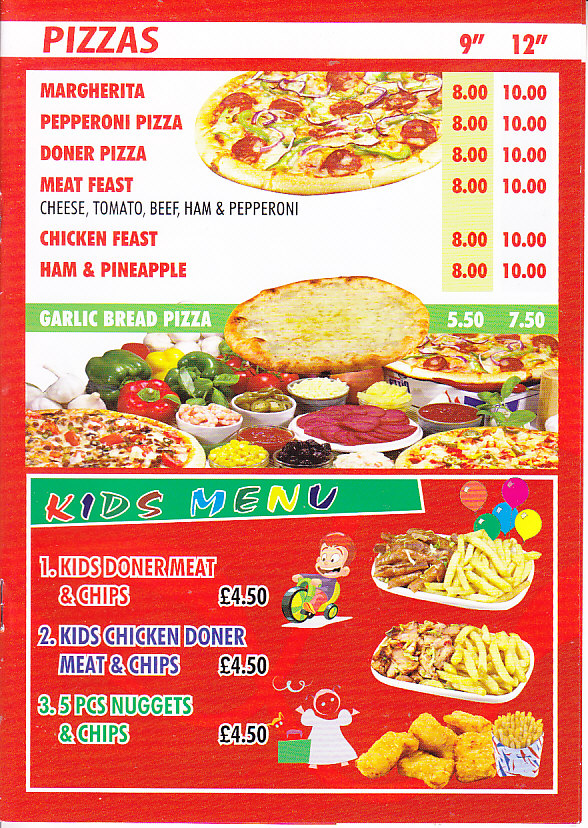 Abergavenny Kebab House menu