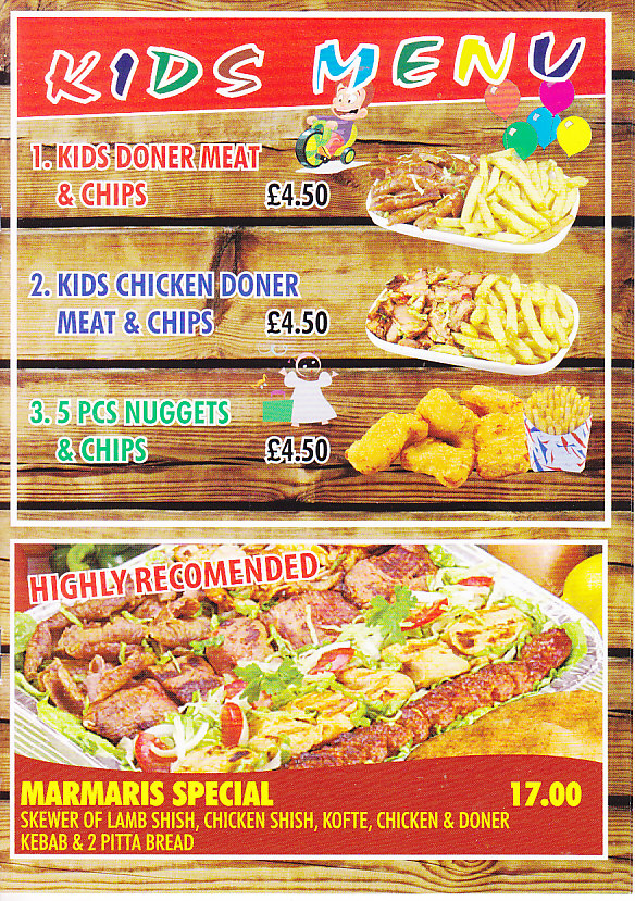 Marmaris Kebab House menu in Abergavenny