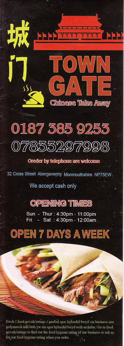 Town Gate Chinese Takeaway Abergavenny menu