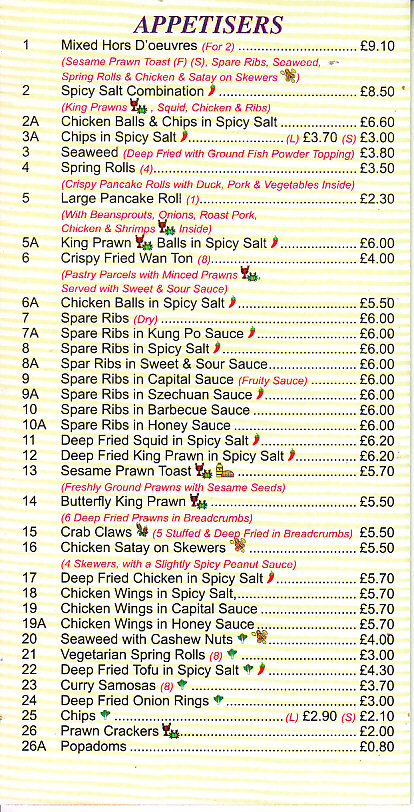 New China Chinese takeaway menu in Usk