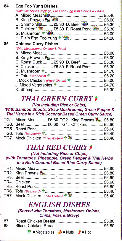 New China Chinese takeaway menu in Usk