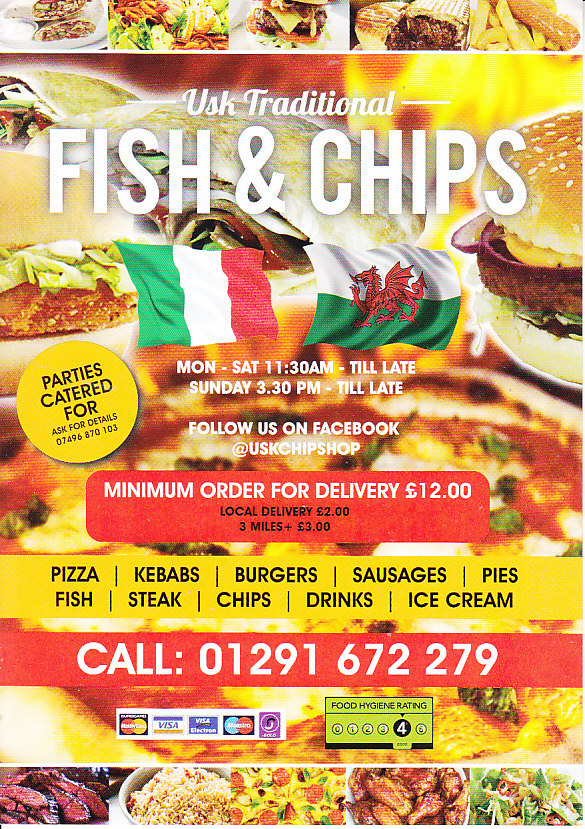 Usk Fish Chips takeaway menu