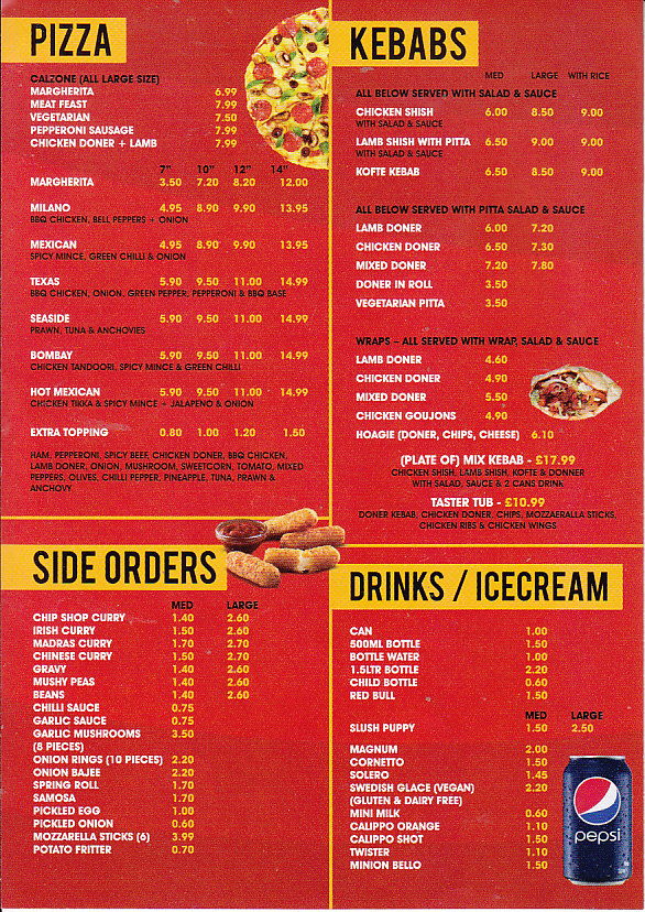 Usk Fish Chips takeaway menu