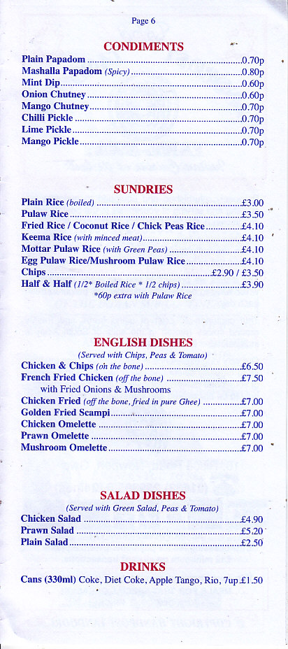 Handpost Tandoori menu Newport