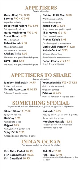 Taste of Asia Indian takeaway menu Newport