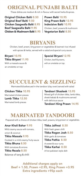 Taste of Asia Indian takeaway menu Newport