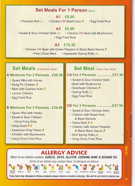 Menu of Golden City Chinese in Brynmawr Gwent