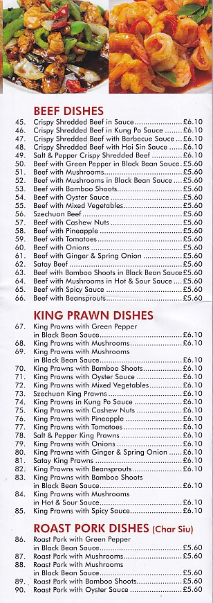 Menu of Sun Do, Chinese in Ebbw Vale