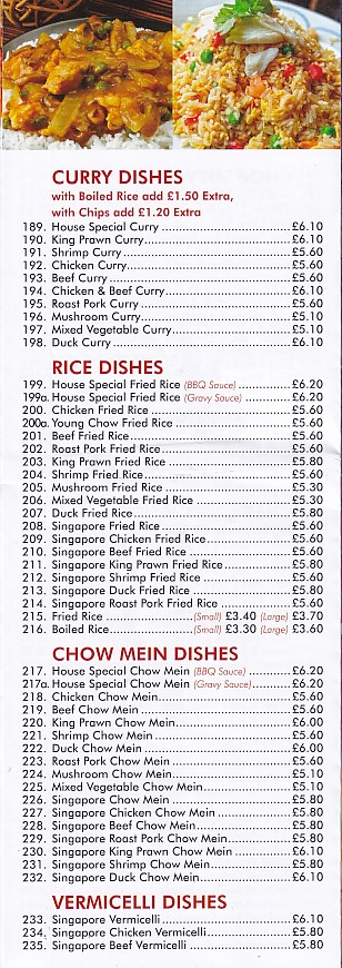 Menu of Sun Do, Chinese in Ebbw Vale