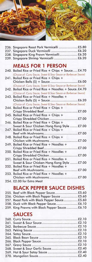 Menu of Sun Do, Chinese in Ebbw Vale