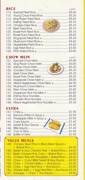 Menu of New Thriving , Chinese Takeaway in New Tredegar