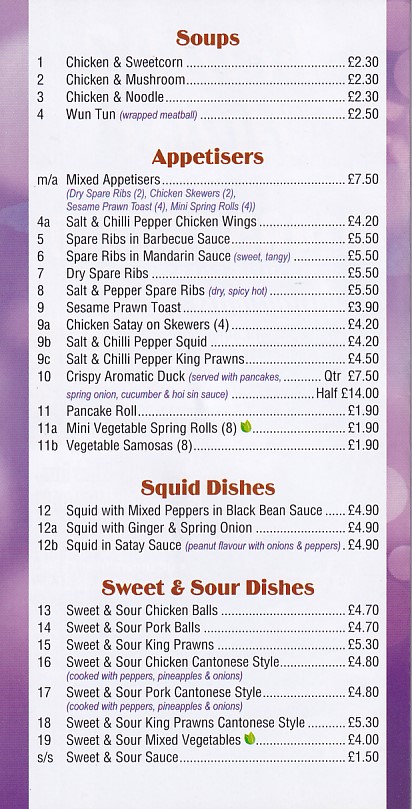 Beijing House, Chinese takeaway menu in New Inn, Pontypool