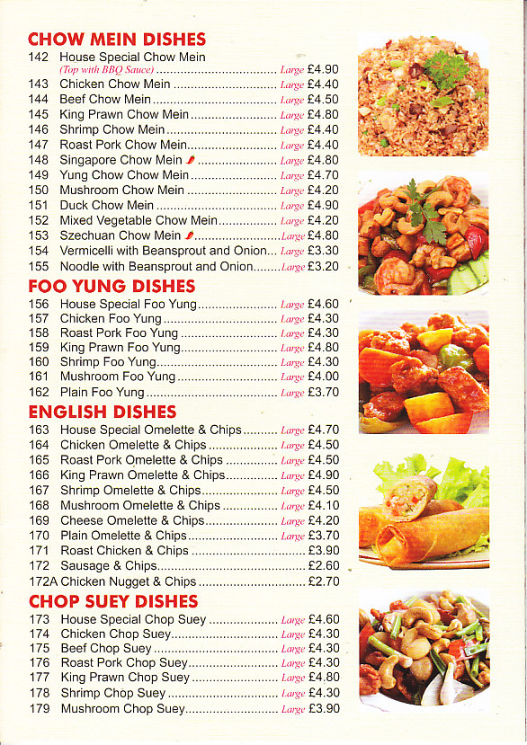 Choice Chinese takeaway menu in Pontypool