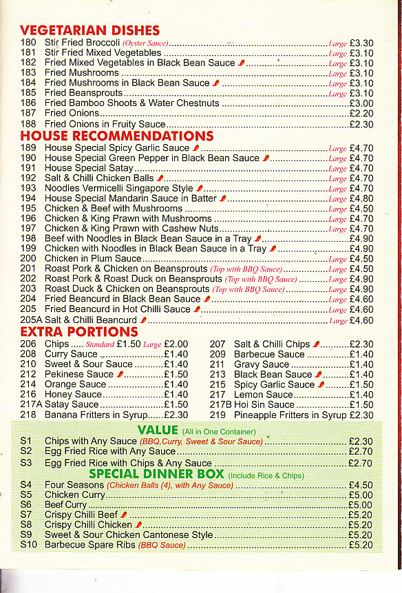 Choice Chinese takeaway menu in Pontypool