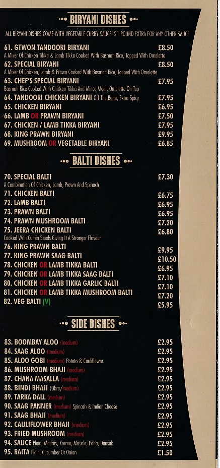 Griffithstown Tandoori, Indian menu in Griffithstown,,