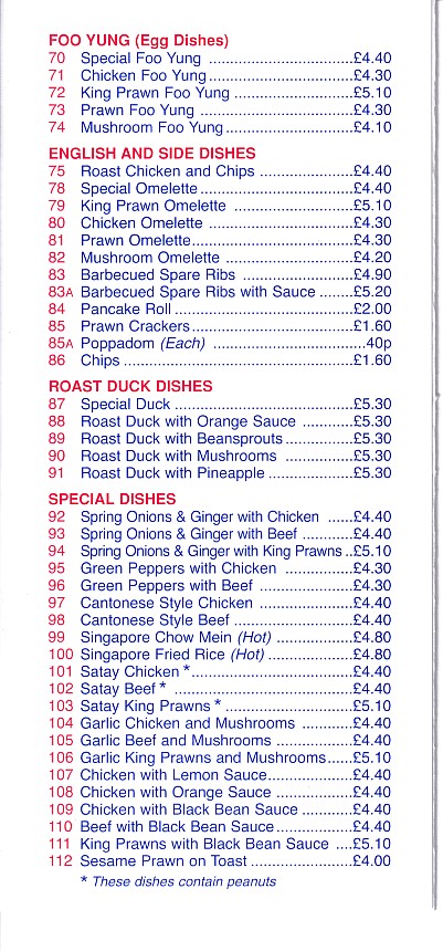 Hsiang Yang Flower,Chinese menu in Griffithstown,, Pontypool