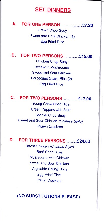 Hsiang Yang Flower,Chinese menu in Griffithstown,, Pontypool