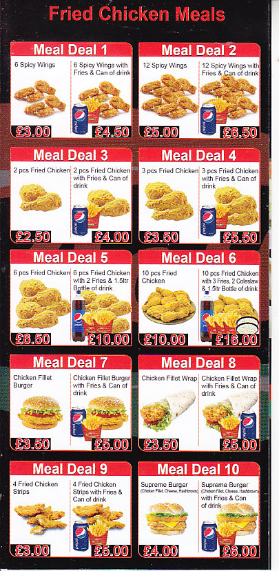 Peri cottage chicken takeaway menu in Pontypool