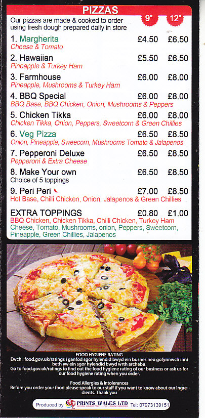 Peri cottage chicken takeaway menu in Pontypool