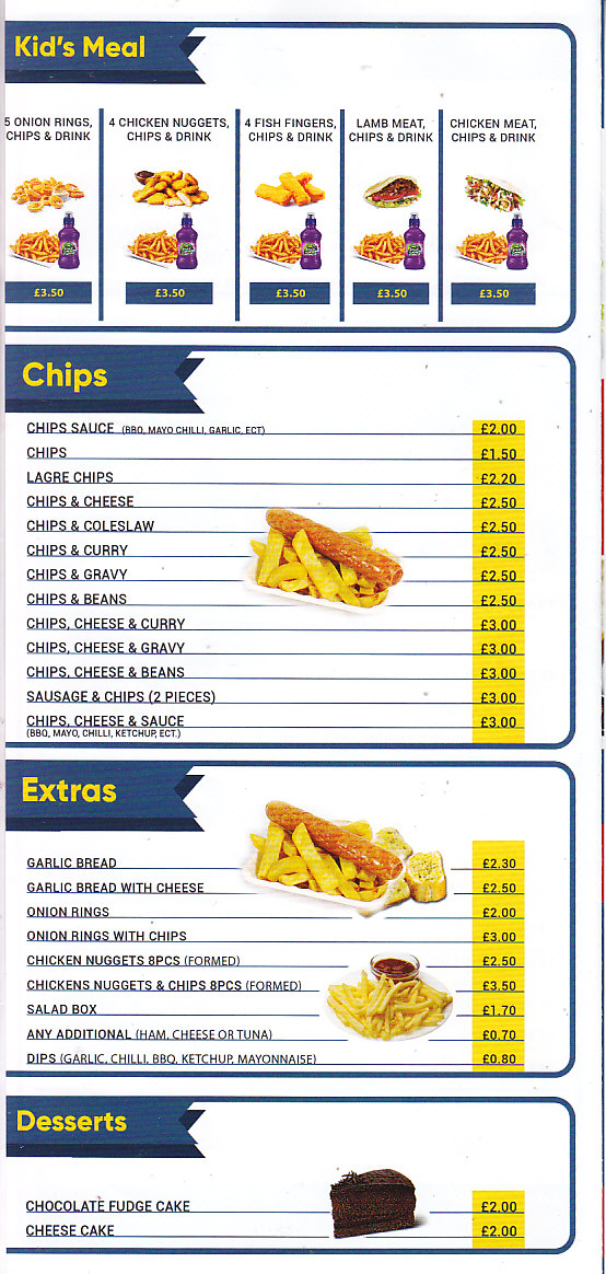 Valentines Cafe & BBQ House menu Cwmbran