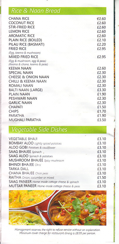 The Bayleaf Indian Menu takeaway