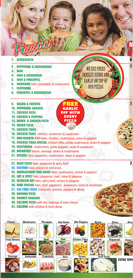 Pick A Pizza menu Abergavenny