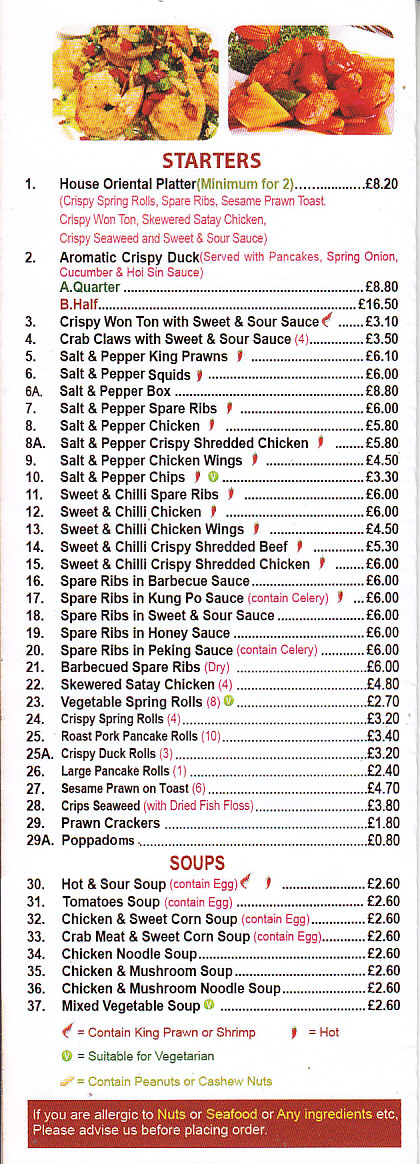 Town Gate Chinese Takeaway Abergavenny menu